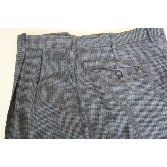 Alan Flusser Other - Mens Grey Black Micro Houndstooth Pleated Dress Pants Trousers Slacks